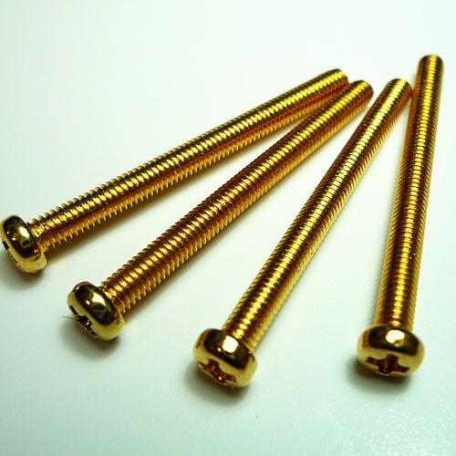 ハムバッカーピックアップ用ビス 2.5mm ミリサイズ 4個セット ゴールド 