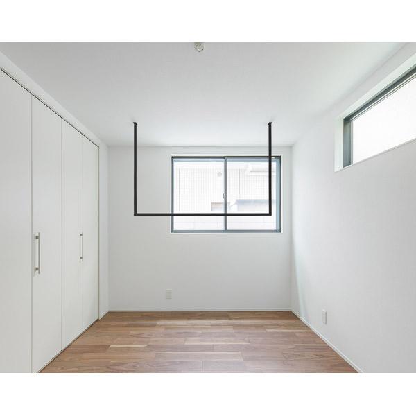 森田アルミ工業(morita):天井付け物干し kacu ブラック U字Lサイズ KAC149U-BK 室内物干 部屋干し