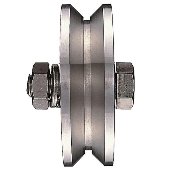 ヨコヅナ:440Cベアリング入 ステンレス重量戸車 ステンレス枠 V型 150mm 車のみボルト・ナット付 (1個入り) JCP-1505