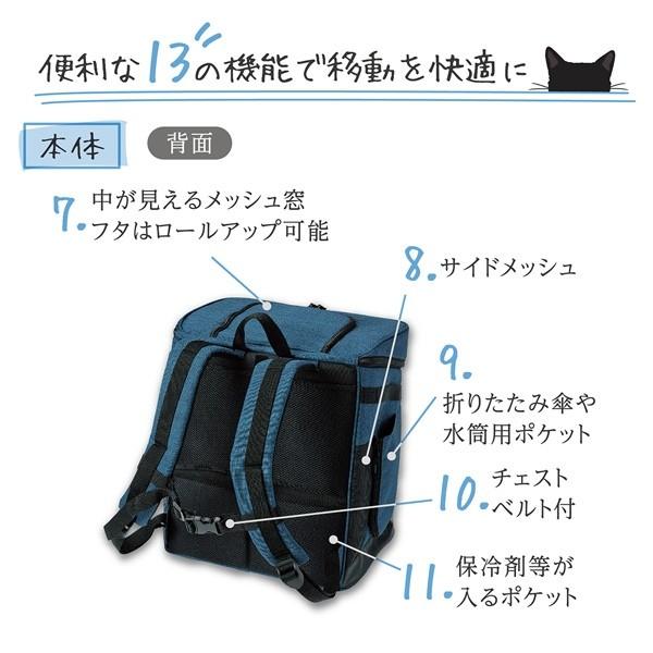 ペティオ:Liscio CAT リュックキャリー ネイビー 4903588258787 猫 キャリー バッグ 外出 病院 おでかけ リュック 猫｜cocoterrace｜11