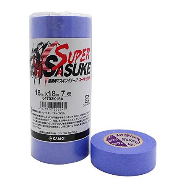 好川産業:カモイマスキング スーパーサスケ 18mm 7P S-SASUKE18-7 マスキングテープ 建築用 紫色｜cocoterrace