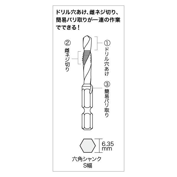 JEFCOM(ジェフコム):タップ&ドリル TPD-456RH タップとドリルがこれ1本でOK!(サイズ:M4/M5/M6セット) タップ＆ドリル｜cocoterrace｜02