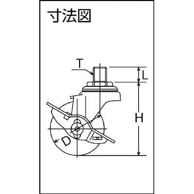 ハンマーキャスター:ねじ込み旋回式ゴム車輪 65mm M12 ストッパー付 415A-30R65  オレンジブック 2425548｜cocoterrace｜02