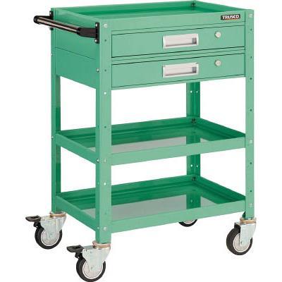 TRUSCO(トラスコ中山):バーディワゴン 600X400 引出2段付 ウレタン車輪 ヤンググリーン BDW-963V2U-YG オレンジブック