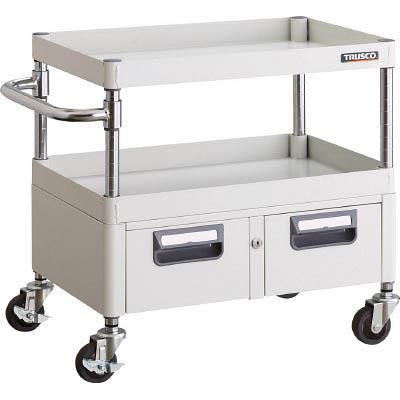 TRUSCO(トラスコ中山):ツールワゴンフェニックスワゴン省音 750X500XH740 2列引出付ホワイト PEW-773W-W オレンジブック