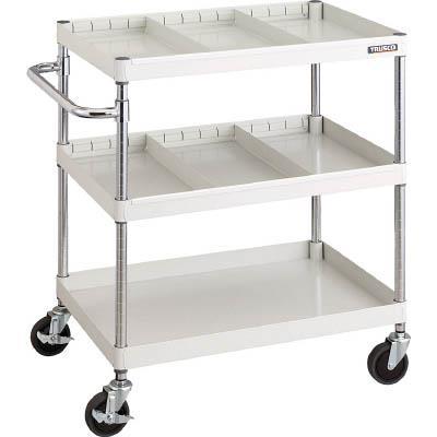 TRUSCO(トラスコ中山):ツールワゴンフェニックスワゴン省音 750X500 仕切2段付ホワイト PEW-973S2-W オレンジブック