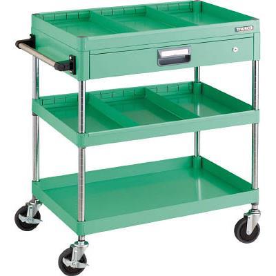 TRUSCO(トラスコ中山):ツールワゴンフェニックスワゴン省音 750X500 仕切2段付引出付ヤンググリーン PEW-973ZS2-YG