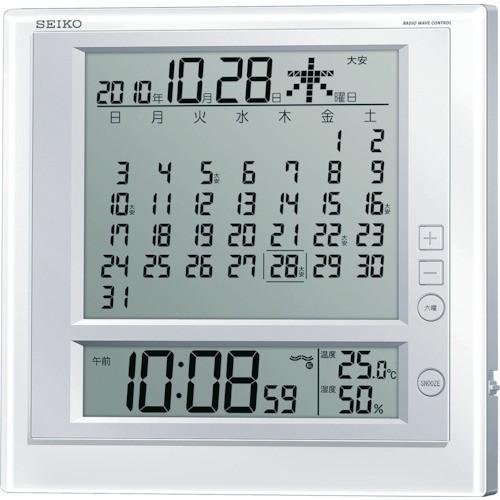 SEIKO（セイコー）:液晶マンスリーカレンダー機能付き電波掛置兼用時計 P枠 白パール SQ422W オレンジブック 8132949