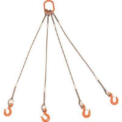 TRUSCO(トラスコ中山):4本吊りWスリングフック付き 12mmX1m GRE-4P-12S1 オレンジブック 8191731