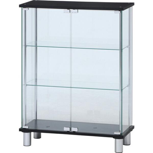 B1817強化ガラス コレクションケース棚フィギュアケース3段 ブラック