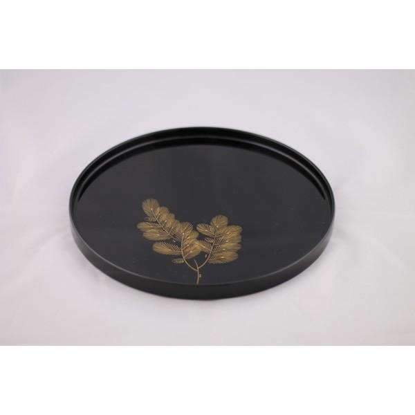 輪島塗　丸盆 沈金　松紋箱付き 輪島塗 丸盆 沈金 松紋様 専用箱付き - メルカリ