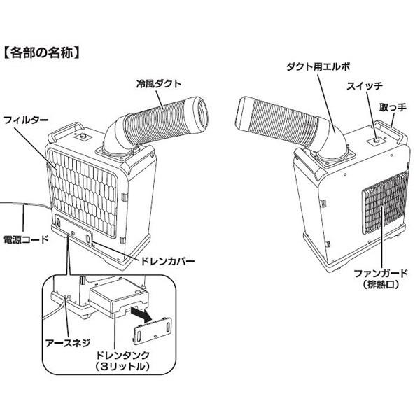 ナカトミ:ミニスポットクーラー SAC-1800N [SAC-1800N]ミニスポットクーラー（NAKATOMI） スポットエアコン 【据付け不要】｜cocoterracemore｜02