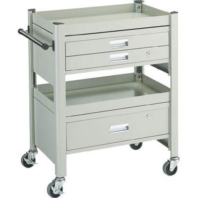 TRUSCO(トラスコ中山):コンビネーションワゴン 643X427XH880 1段・2段引出付 TCW-81ADE オレンジブック 3047491