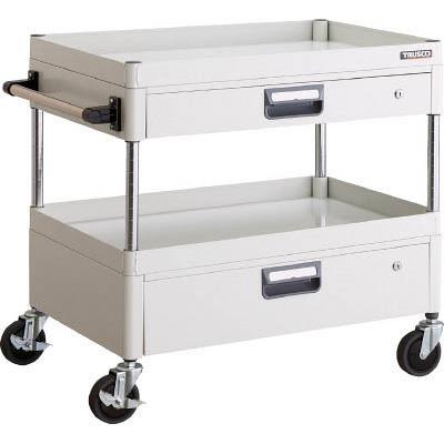 TRUSCO(トラスコ中山):ツールワゴンフェニックスワゴン省音 750X500XH740 引出付ホワイト PEW-773VZ-W オレンジブック