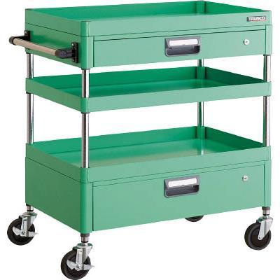 TRUSCO(トラスコ中山):ツールワゴンフェニックスワゴン省音 750X500XH880 引出付ホワイト PEW-973VZ-W オレンジブック