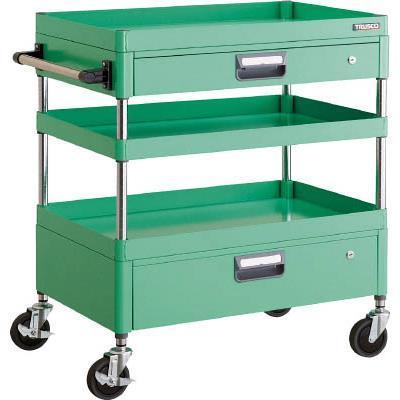 TRUSCO(トラスコ中山):ツールワゴンフェニックスワゴン省音 750X500XH880 引出付ヤンググリーン PEW-973VZ-YG