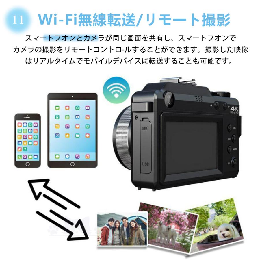 デジカメ デジタルカメラ WiFi機能 4K超高画質 18倍ズーム 5600