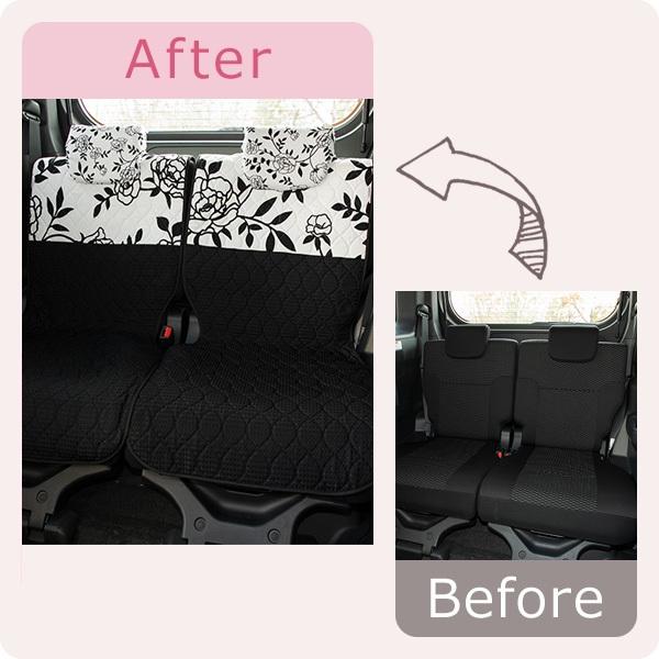 【後部座席用シートカバー（軽自動車用）】 洗える かわいい おしゃれ 日本製 花/フローリィ柄 |  | 01