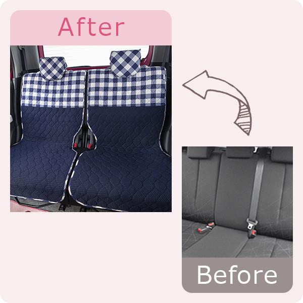 【後部座席用シートカバー（軽自動車用）】 洗える かわいい おしゃれ 日本製/ネイビーチェック柄 |  | 01