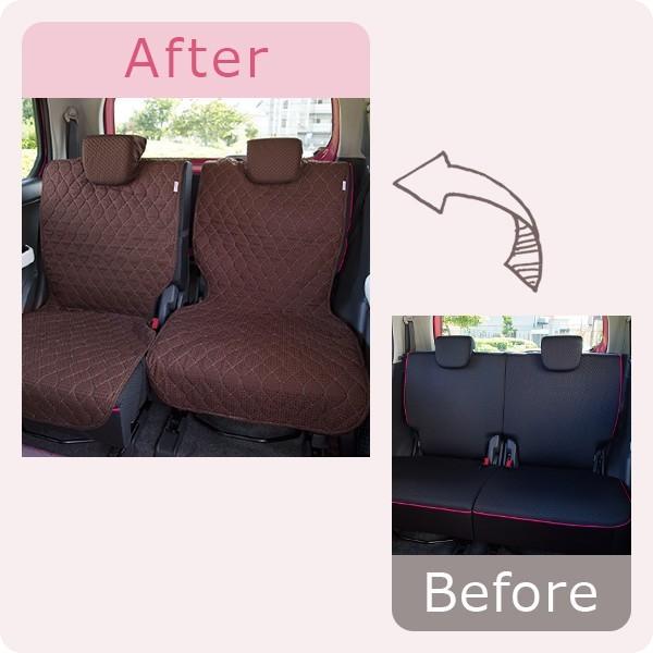 【後部座席用シートカバー（軽自動車用）】 洗える かわいい おしゃれ 日本製 無地/ポップワッフル柄 |  | 04
