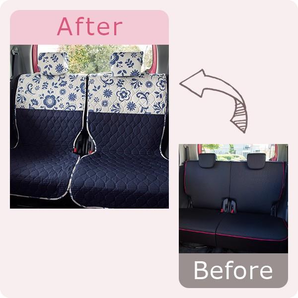 【後部座席用シートカバー（軽自動車用）】 洗える かわいい おしゃれ 日本製 花 /ミミパレット柄【アウトレット/在庫限り】 |  | 01