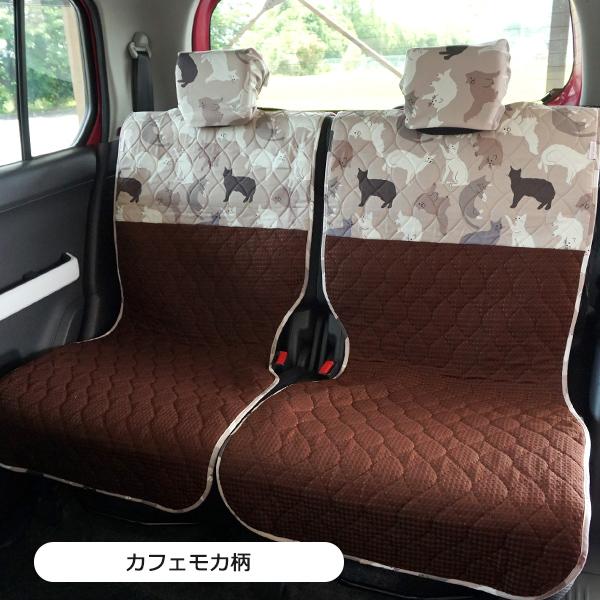 【後部座席用シートカバー（軽自動車用）】 洗える かわいい おしゃれ 日本製 動物 アニマル/ ねこ柄 |  | 02