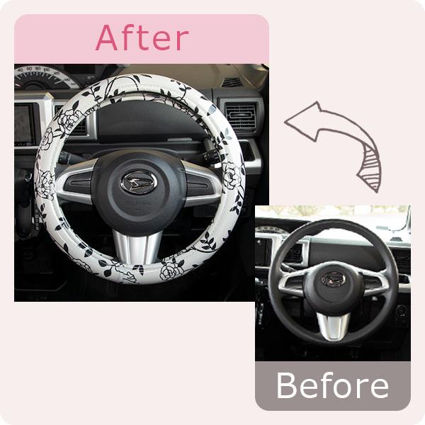 ハンドルカバー かわいい おしゃれ 軽自動車 コンパクトカー 日本製 花フローリィ柄 かわいいカー雑貨のお店ココトリコ 通販 Paypayモール