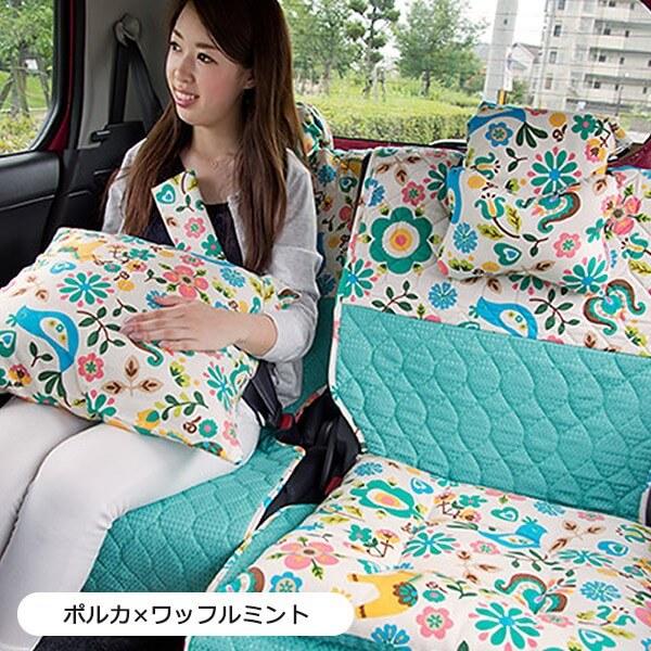 【後部座席用シートカバー（軽自動車用）】 洗える かわいい おしゃれ 日本製 花/ポルカ柄 |  | 04