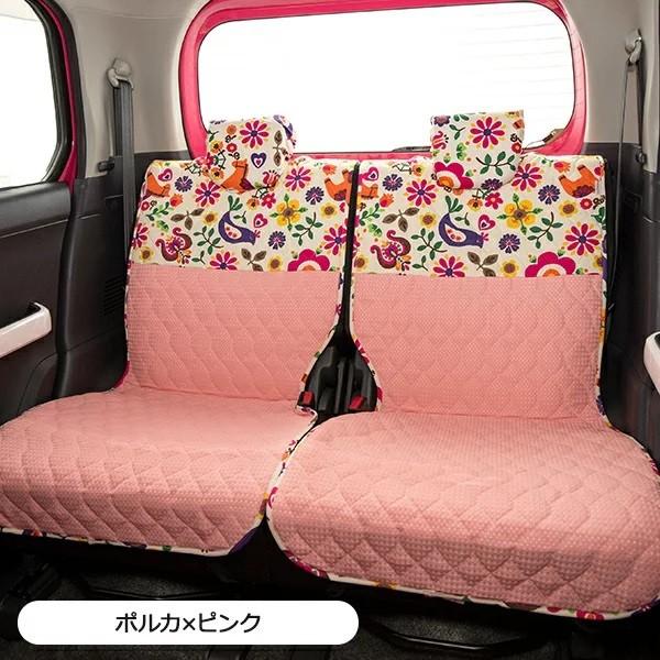【後部座席用シートカバー（軽自動車用）】 洗える かわいい おしゃれ 日本製 花/ポルカ柄 |  | 05