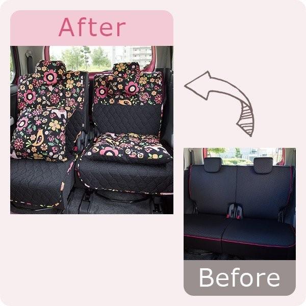 【後部座席用シートカバー（軽自動車用）】 洗える かわいい おしゃれ 日本製 花/ポルカ柄 |  | 06