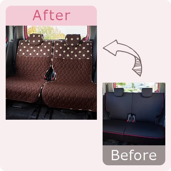 ＜アウトレット価格でお得！在庫限り＞【後部座席用シートカバー（軽自動車用）】 洗える かわいい おしゃれ 日本製/ドット柄 |  | 01