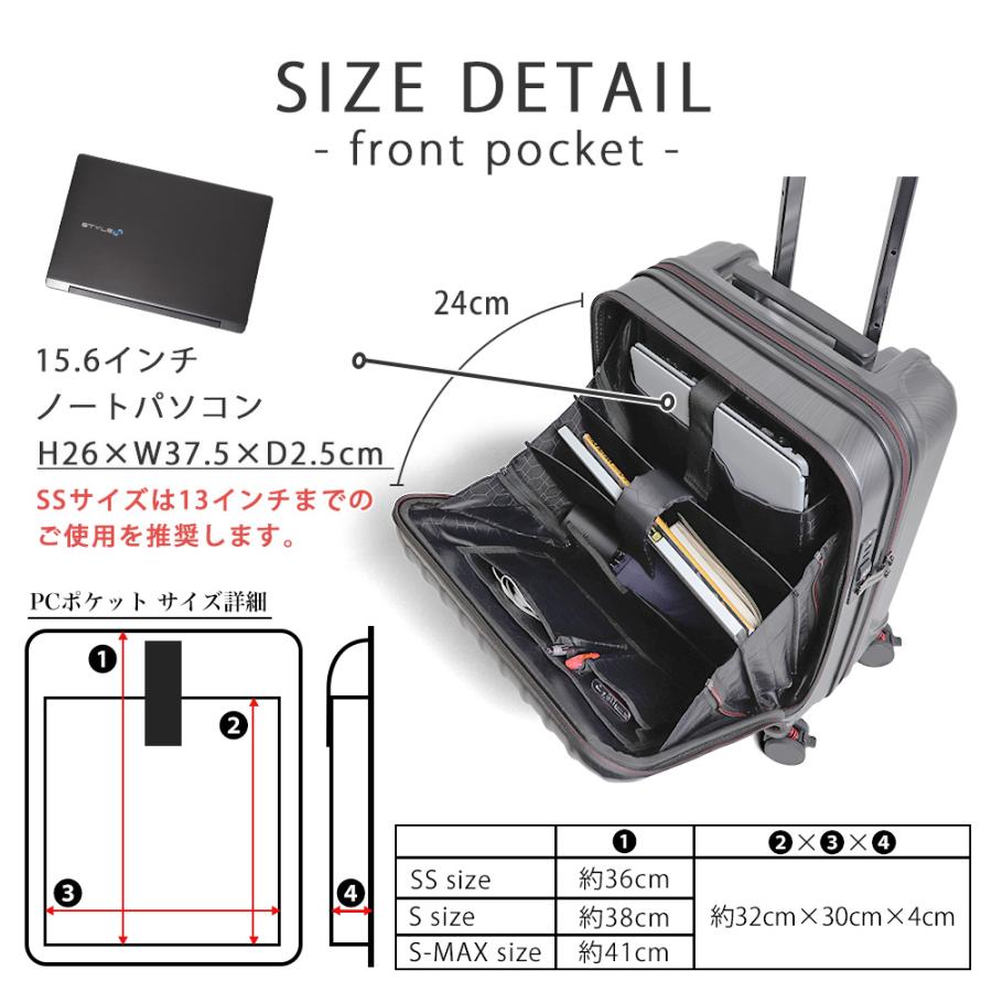 PROEVO スーツケース キャリーケース 機内持ち込み フロントオープン S