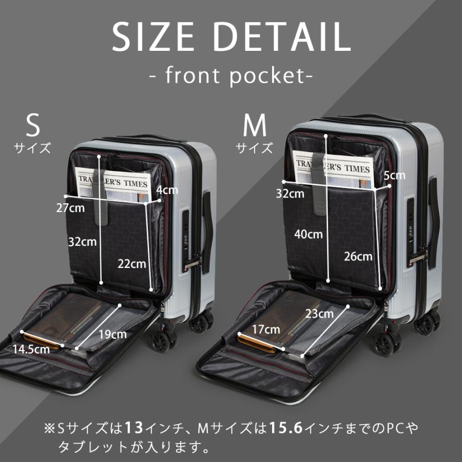 PROEVO スーツケース m mサイズ フロントオープン 軽量 ブレーキ
