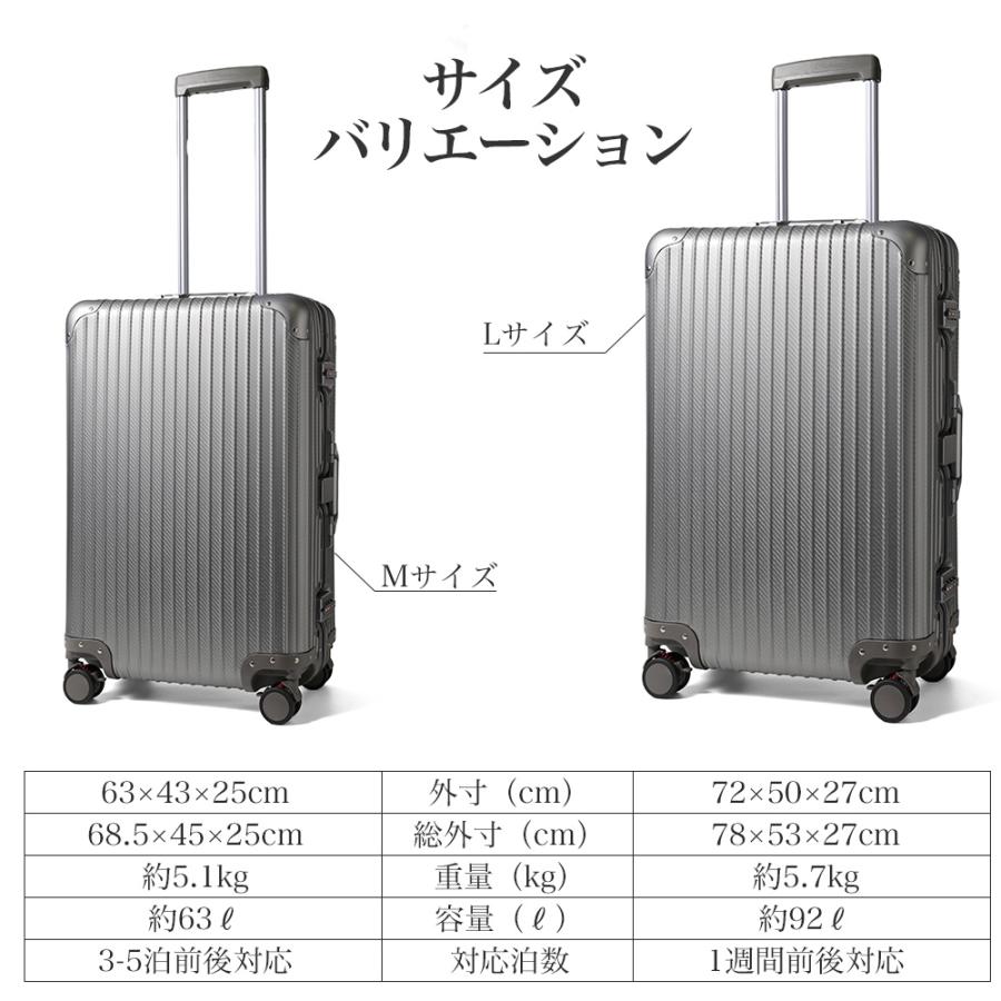 PROEVO スーツケース キャリーケース Mサイズ アルミ シルバー PROEVO スーツケース キャリーケース Mサイズ アルミ シルバー