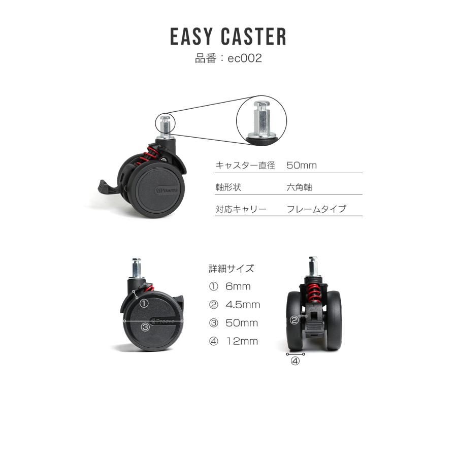 PROEVO 【丸軸・六角軸】Proevo EASY CASTER 交換用タイヤ 4個セット