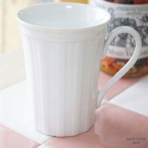 カフェタイムマグカップ　ストライプ 白い食器｜cocottepot