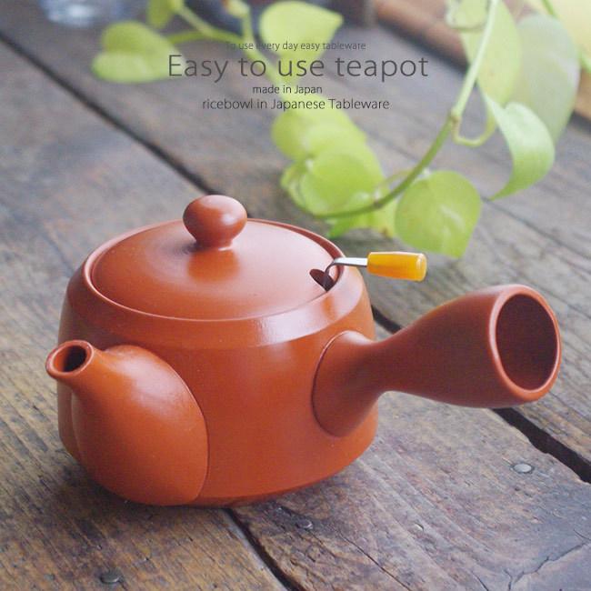 和食器 常滑焼 お茶 朱泥平釜 急須 ティーポット 簡単ポイっと