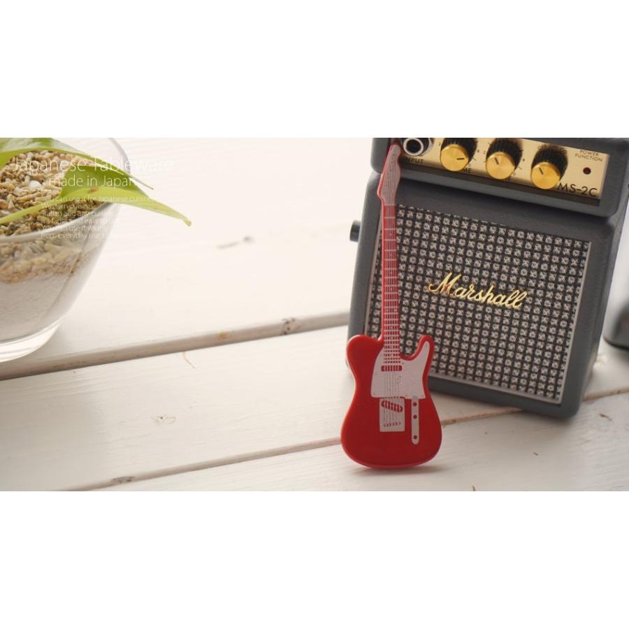 洋食器 ギター テレレッド赤  ピックアップ白 ナイフフォークレスト 箸置き 食器 guitar 父の日 陶磁器 ギフト 誕生日 プレゼント｜cocottepot｜03