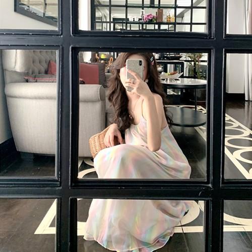 ワンピース レディース カラフル ロングワンピース 姫系 レインボー キラキラ Cocounsecret 通販 Yahoo ショッピング