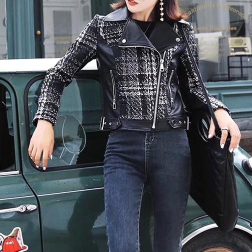 レザージャケット レディース ジャケット ライダース ツイード 黒 チェック 合皮 Cocounsecret 通販 Yahoo ショッピング
