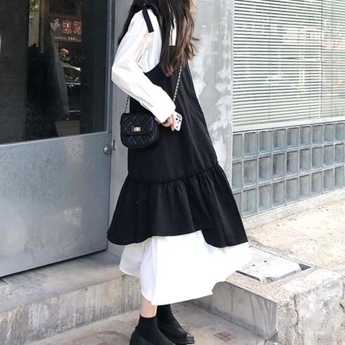 セットアップ ワンピース フレア ブラウス スカート トップス 2点 セット 黒 白 Cocounsecret 通販 Yahoo ショッピング