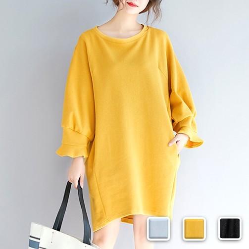 チュニック ミニワンピ レディース ゆったり ワンピース オーバー 体型カバー 黄 Cocounsecret 通販 Yahoo ショッピング