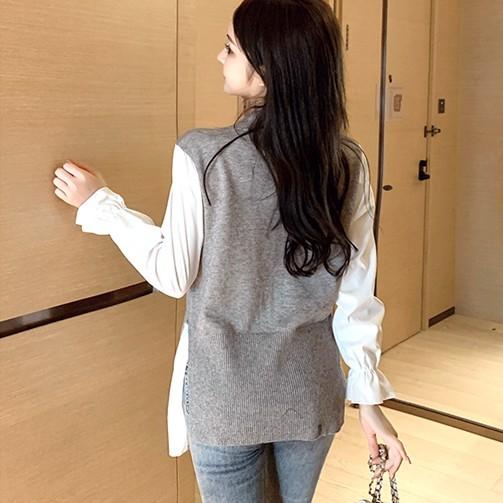 ニット シャツ レディース レイヤード トップス グレー ニットシャツ オフィス Cocounsecret 通販 Yahoo ショッピング