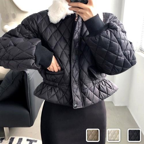 ダウン レディース 中綿ダウン キルティング ファー フレア アウター ペプラム Cocounsecret 通販 Yahoo ショッピング