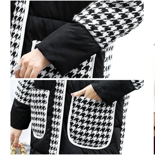 ダウン レディース 中綿ダウン 千鳥柄 千鳥チェック アウター ハイネック 黒 Cocounsecret 通販 Yahoo ショッピング