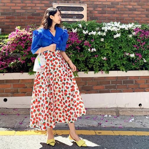 スカート レディース マキシ丈 ロングスカート フレアスカート イチゴ かわいい Ad Cocounsecret 通販 Yahoo ショッピング