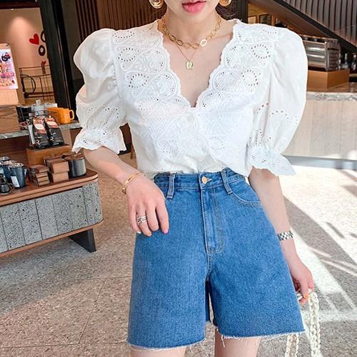 超歓迎】 ブラウス レディース フリル レース トップス シャツ 半袖 