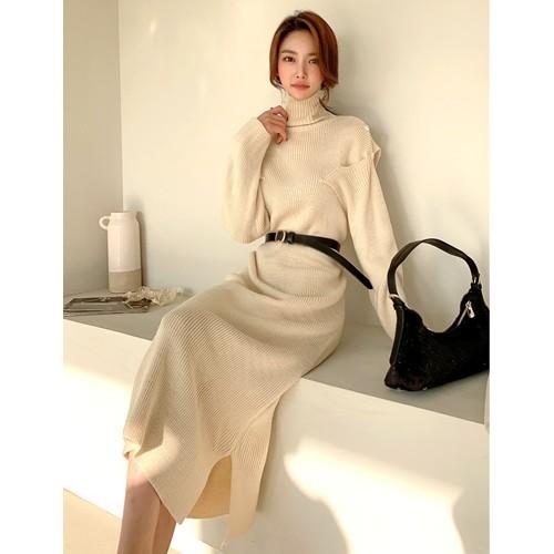 ワンピース レディース ニットワンピ ニットワンピース ハイネック 肩出し 可愛 Ad Cocounsecret 通販 Yahoo ショッピング