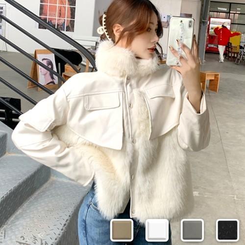 コート ファーコート レディース ショート レザー 合皮 エコレザー アウター 白 Ad Cocounsecret 通販 Yahoo ショッピング