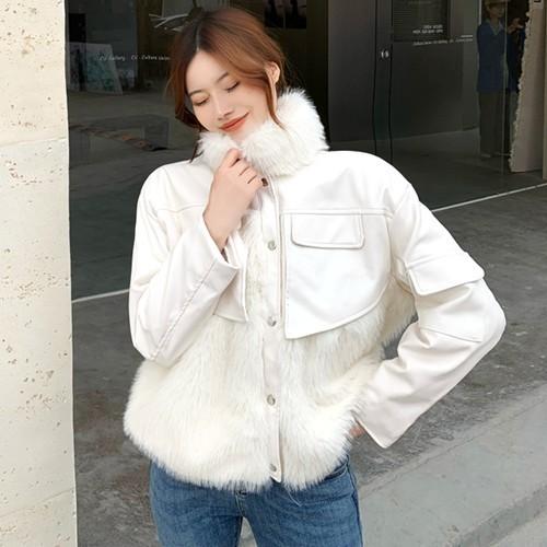 コート ファーコート レディース ショート レザー 合皮 エコレザー アウター 白 Ad Cocounsecret 通販 Yahoo ショッピング